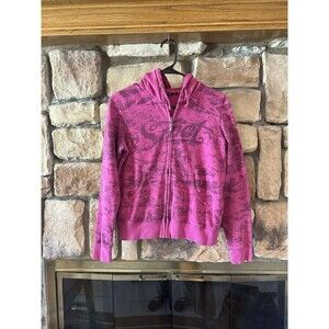 VTG 90s/Y2K Christian Audigier Smet Zip Up Hoodie 00s Pink Magenta M Women AOP